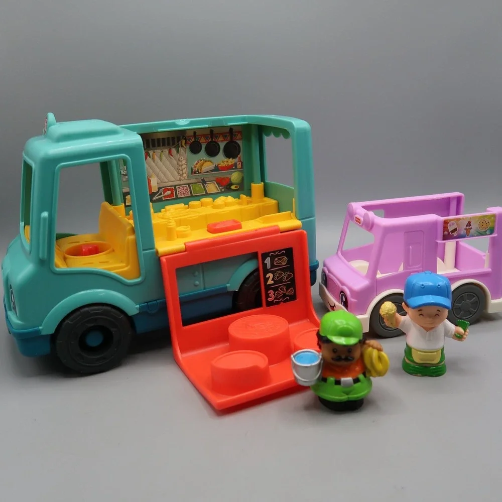 Fisher Price Little People TACO Truck Purple ICE CREAM w/ Figures Toy Lot